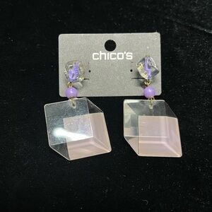 1550 Chico's Lavender and Clear Cube Earrings